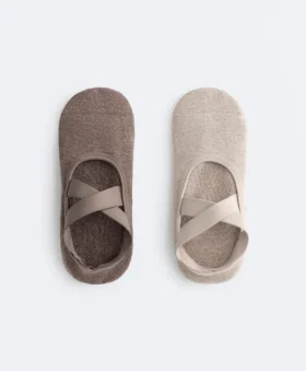 2 pares de calcetines acolchados de mezcla de algodón para yoga y pilates con tiras cruzadas
