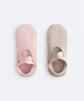 2 pares de calcetines acolchados de mezcla de algodón para yoga y pilates con tiras cruzadas