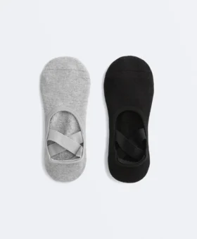 2 pares de calcetines acolchados de mezcla de algodón para yoga y pilates con tiras cruzadas