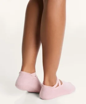 2 pares de calcetines acolchados de mezcla de algodón para yoga y pilates con tiras cruzadas
