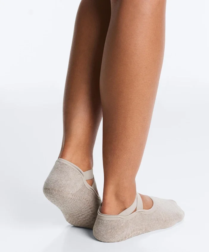 2 pares de calcetines acolchados de mezcla de algodón para yoga y pilates con tiras cruzadas 2 pares de calcetines acolchados de mezcla de algodón para yoga y pilates con tiras cruzadas