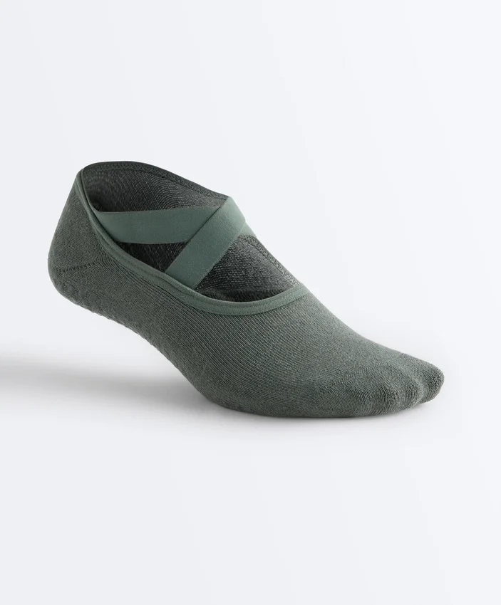 2 pares de calcetines acolchados de mezcla de algodón para yoga y pilates con tiras cruzadas 2 pares de calcetines acolchados de mezcla de algodón para yoga y pilates con tiras cruzadas