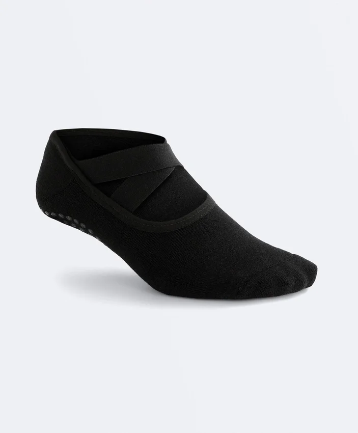 2 pares de calcetines acolchados de mezcla de algodón para yoga y pilates con tiras cruzadas 2 pares de calcetines acolchados de mezcla de algodón para yoga y pilates con tiras cruzadas