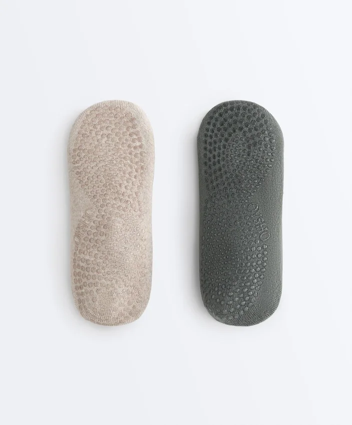 2 pares de calcetines acolchados de mezcla de algodón para yoga y pilates con tiras cruzadas 2 pares de calcetines acolchados de mezcla de algodón para yoga y pilates con tiras cruzadas