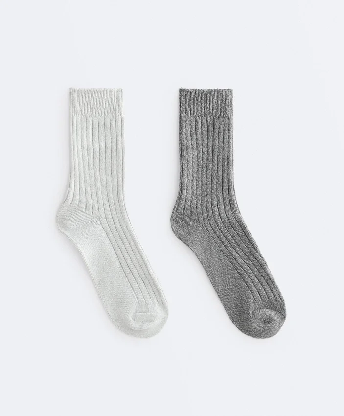 2 pares de calcetines clásicos acanalados 2 pares de calcetines clásicos acanalados