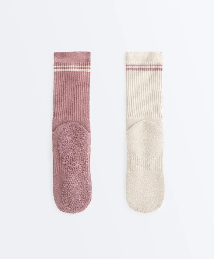 2 pares de calcetines clásicos de mezcla de algodón para yoga y pilates 2 pares de calcetines clásicos de mezcla de algodón para yoga y pilates