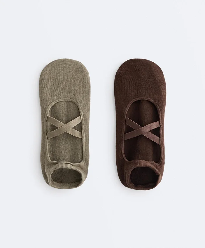 2 pares de calcetines de mezcla de algodón con tiras cruzadas para yoga y pilates 2 pares de calcetines de mezcla de algodón con tiras cruzadas para yoga y pilates