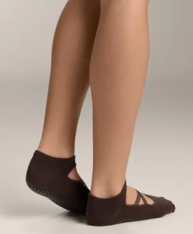 2 pares de calcetines de mezcla de algodón con tiras cruzadas para yoga y pilates