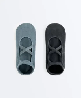 2 pares de calcetines de mezcla de algodón para yoga y pilates con tiras cruzadas