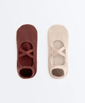 2 pares de calcetines de mezcla de algodón para yoga y pilates con tiras cruzadas