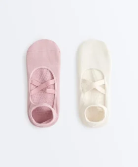 2 pares de calcetines de mezcla de algodón para yoga y pilates con tiras cruzadas