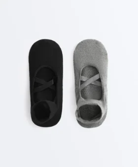 2 pares de calcetines de mezcla de algodón para yoga y pilates con tiras cruzadas