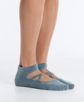 2 pares de calcetines de mezcla de algodón para yoga y pilates con tiras cruzadas