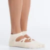 2 pares de calcetines de mezcla de algodón para yoga y pilates con tiras cruzadas