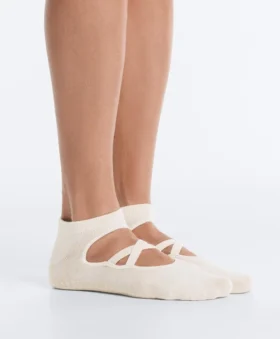 2 pares de calcetines de mezcla de algodón para yoga y pilates con tiras cruzadas
