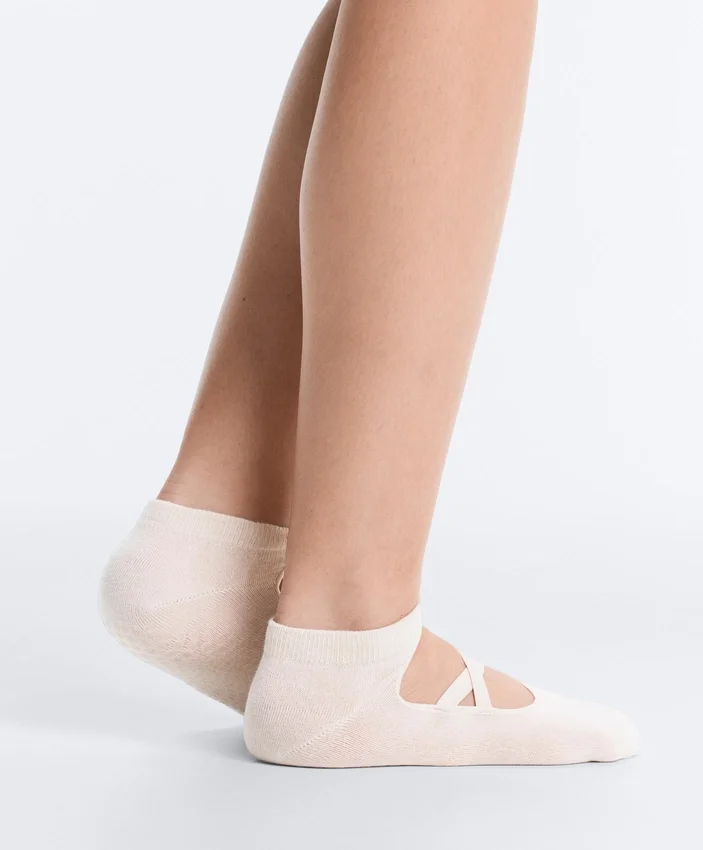 2 pares de calcetines de mezcla de algodón para yoga y pilates con tiras cruzadas 2 pares de calcetines de mezcla de algodón para yoga y pilates con tiras cruzadas