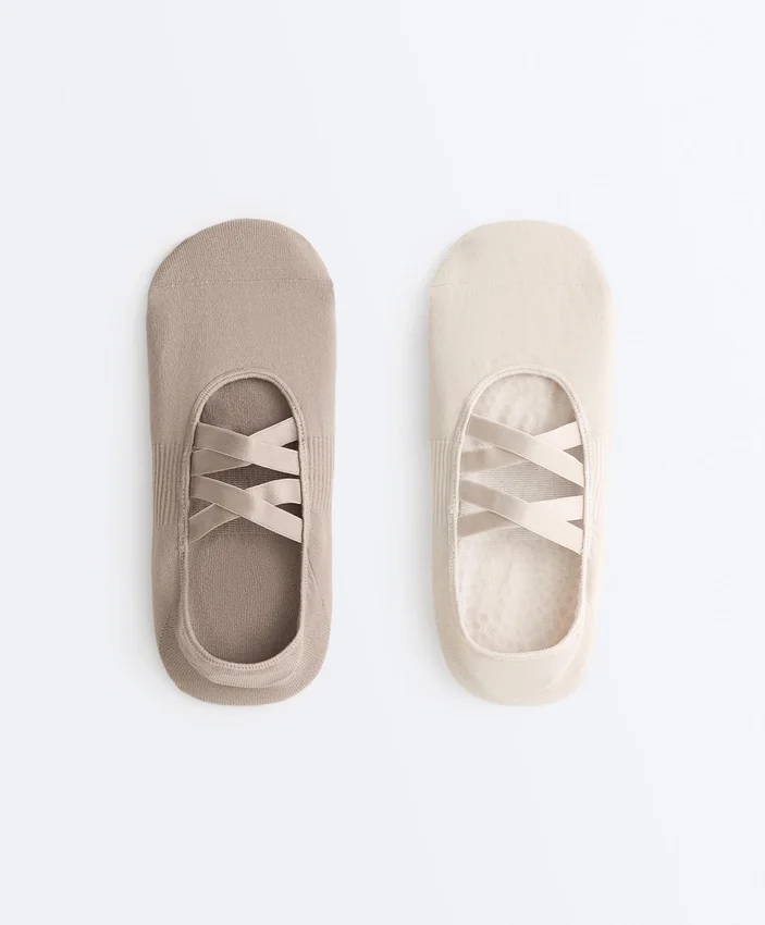 2 pares de calcetines de mezcla de poliamida para yoga y pilates con doble banda 2 pares de calcetines de mezcla de poliamida para yoga y pilates con doble banda