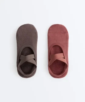 2 pares de calcetines invisibles acolchados de mezcla de algodón para yoga y pilates con tiras cruzadas 2 pares de calcetines invisibles acolchados de mezcla de algodón para yoga y pilates con tiras cruzadas