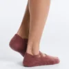 2 pares de calcetines invisibles acolchados de mezcla de algodón para yoga y pilates con tiras cruzadas