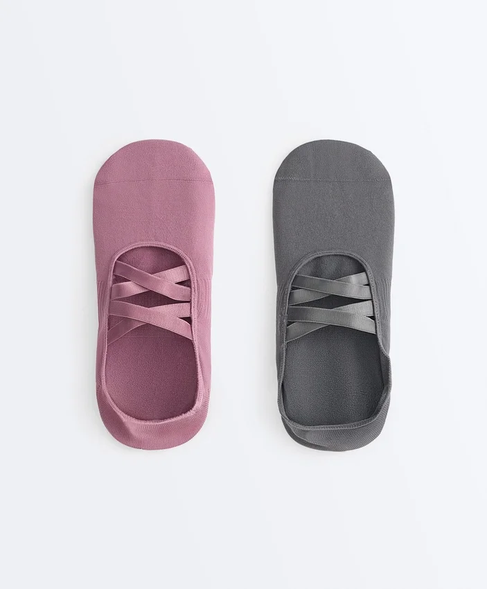 2 pares de calcetines invisibles de mezcla de poliamida para yoga y pilates con doble banda 2 pares de calcetines invisibles de mezcla de poliamida para yoga y pilates con doble banda