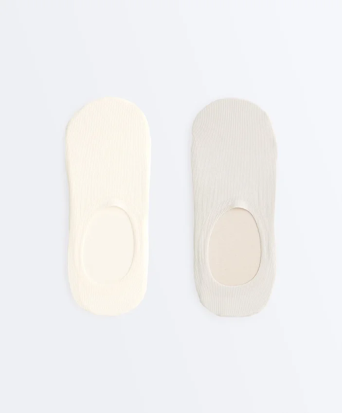 2 pares de calcetines invisibles de microfibra acanalada de corte alto 2 pares de calcetines invisibles de microfibra acanalada de corte alto