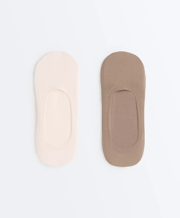 2 pares de calcetines invisibles de microfibra acanalada de corte medio 2 pares de calcetines invisibles de microfibra acanalada de corte medio