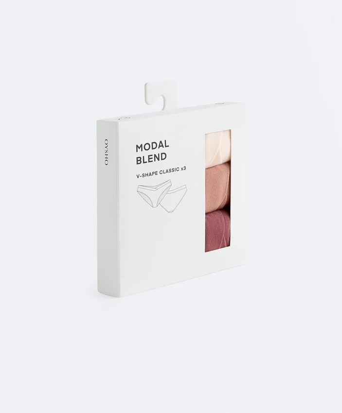 3 braguitas clásicas con corte en V de mezcla de modal 3 braguitas clásicas con corte en V de mezcla de modal