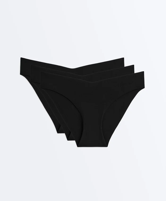 3 braguitas clásicas de bikini de mezcla de poliamida con corte en V invisible 3 braguitas clásicas de bikini de mezcla de poliamida con corte en V invisible