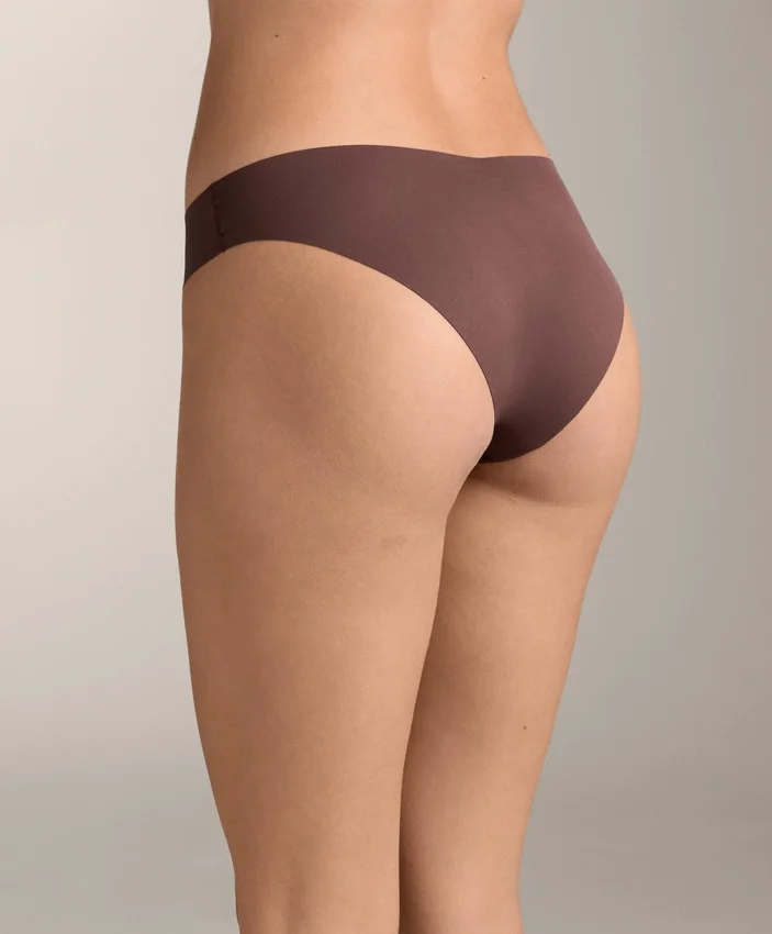 3 braguitas de bikini clásicas con corte en V, invisibles, de mezcla de poliamida y corte láser 3 braguitas de bikini clásicas con corte en V, invisibles, de mezcla de poliamida y corte láser