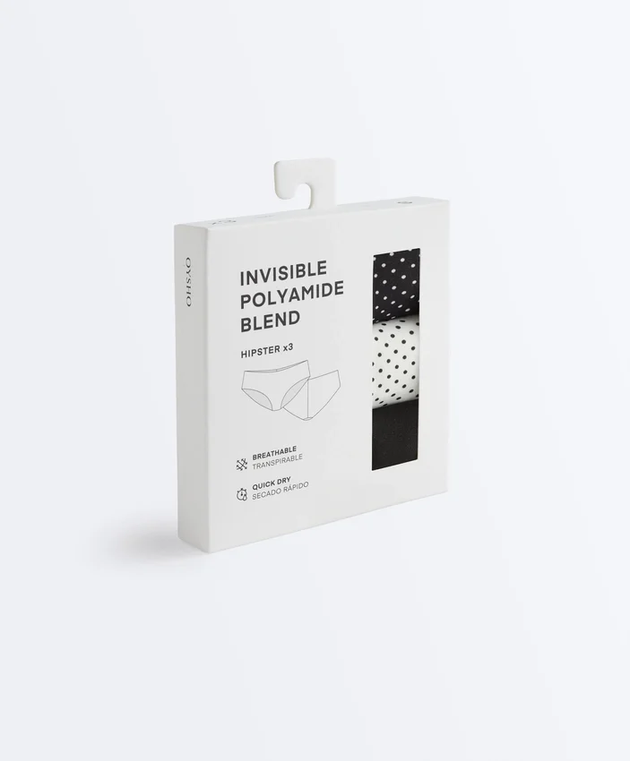 3 braguitas hipster invisibles de mezcla de poliamida 3 braguitas hipster invisibles de mezcla de poliamida