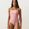 Bañador bandeau con ribete en contraste