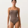 Bañador bandeau de piqué con lunares