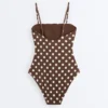 Bañador bandeau de piqué con lunares