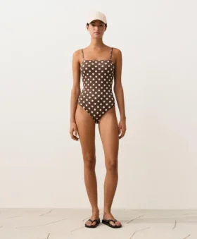 Bañador bandeau de piqué con lunares