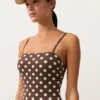 Bañador bandeau de piqué con lunares