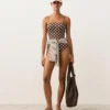 Bañador bandeau de piqué con lunares