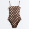 Bañador bandeau de piqué con lunares