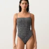 Bañador bandeau de smock a cuadros