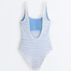 Bañador de cuello redondo con rayas texturizadas