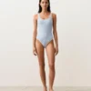 Bañador de cuello redondo con rayas texturizadas