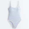 Bañador de cuello redondo con rayas texturizadas