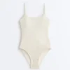 Bañador de cuello redondo de croché con textura de burbujas