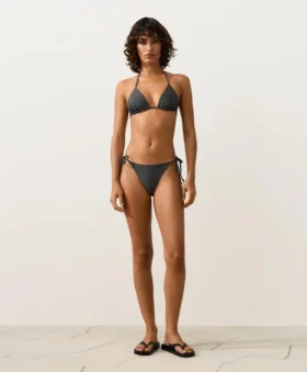 Braguitas de bikinis de cobertura media con lazos en jacquard con efecto lavado