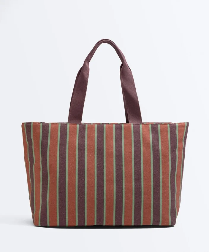 Bolso tote de lona a rayas Bolso tote de lona a rayas