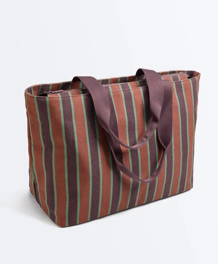 Bolso tote de lona a rayas Bolso tote de lona a rayas