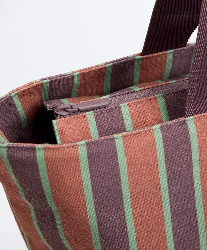 Bolso tote de lona a rayas Bolso tote de lona a rayas