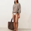 Bolso tote de lona a rayas Bolso tote de lona a rayas