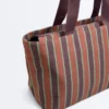 Bolso tote de lona a rayas Bolso tote de lona a rayas