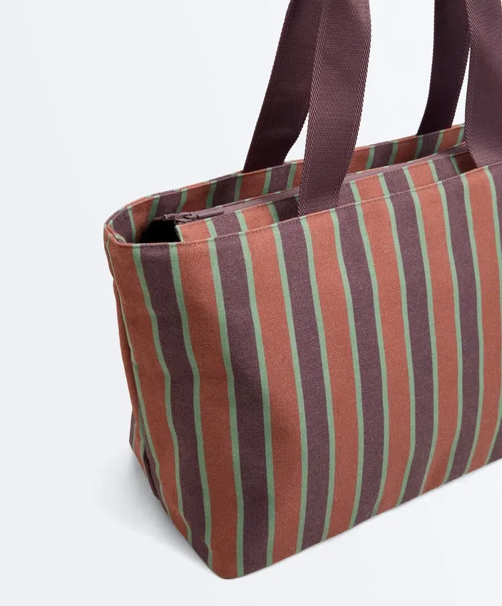 Bolso tote de lona a rayas Bolso tote de lona a rayas