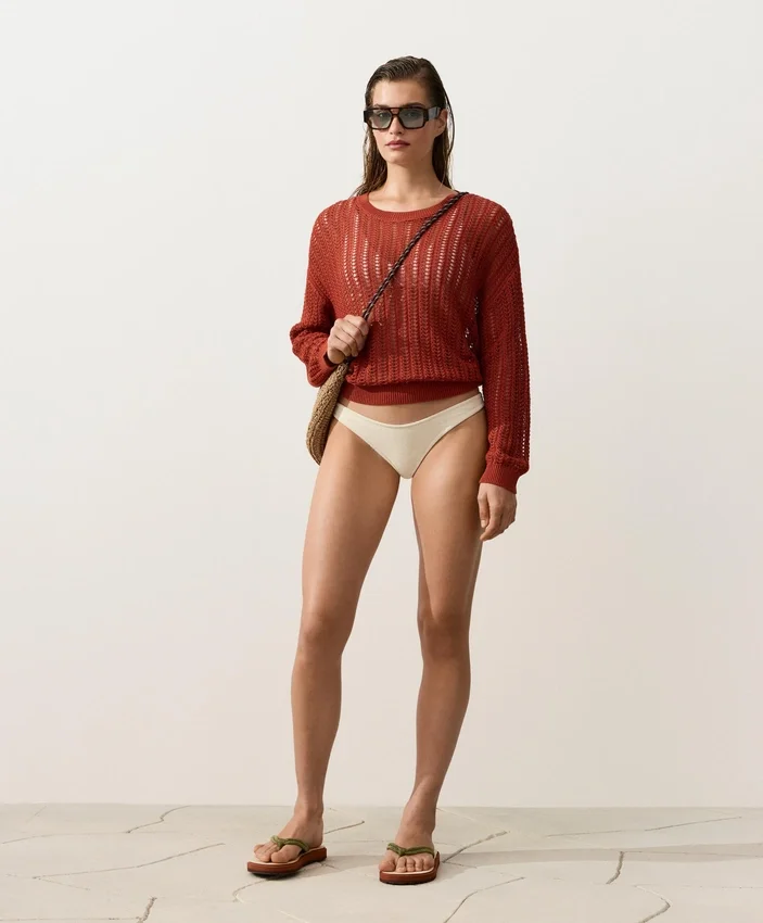 Braguitas de bikini brasileñas con corte en U y tejido arrugado Braguitas de bikini brasileñas con corte en U y tejido arrugado